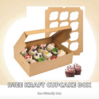 IMEE Boîte à cupcakes pliable en papier recyclable avec doublure en éponge, 13x10x3.5 pouces, pour pâtisserie, transport et stockage alimentaire, finition vernie, magnétique