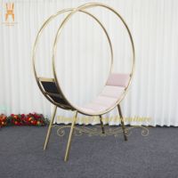 Mobilier de mariage pour la mariée et le marié canapé forme cercle or acier inoxydable rose velours canapé pour événement mariage