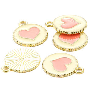 YuenZ alliage rond pendentif vague motif Double couche coeur amour breloques pour bracelet à bricoler soi-même colliers fabrication de bijoux 19X16mm W221 - Product Image 4