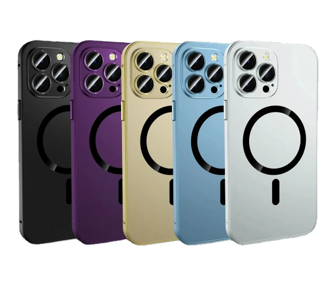 Luxury Desert Titanium Metal Frame Magnetic Phone Case for iPhone 17 16 15 14 Pro Max With Camera Protection Frosted Back Cover