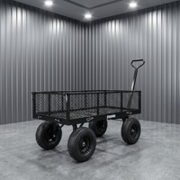 Chariot de jardin extérieur à quatre roues de haute qualité, robuste, en acier grillagé, avec poignée de traction facile, OEM
