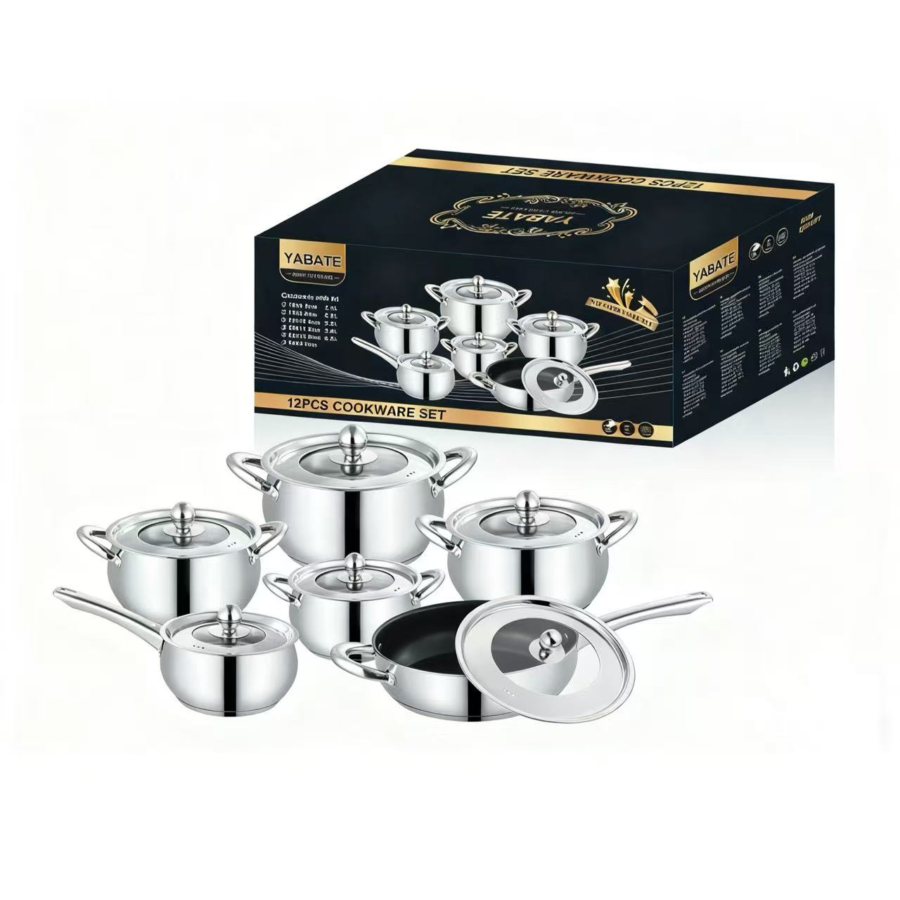 Style C/Silver Color/Apple shape style- 12 Pcs Cookware Set