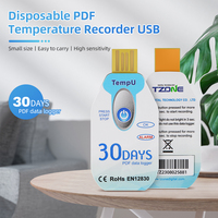 Enregistreur de température numérique portable jetable USB, haute sensibilité, 30 jours, enregistreur de données PDF