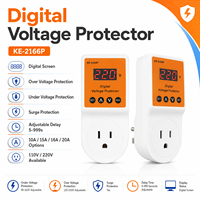 Prise de protection contre les surtensions numérique Puluos KE-2166P 220V avec protection contre les surtensions et les sous-tensions, minuterie de temporisation réglable