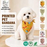 Op maat gemaakte geprinte hondenbandana OEM ODM huisdierbandana zachte stof honden driehoekige bandana schattig dinosaurus fruitpatroon voor hond kat feestdagen