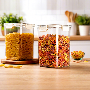 ANAX Airtight Plastic Food Storage Containers Square <b>Canisters</b> with Lids Stackable Kitchen Pantry Jar <b>Set</b> 2200 ML - Product Image 1
