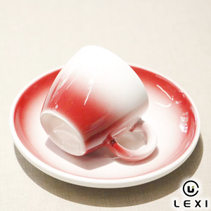 Juego de 2 Tazas <span class=keywords><strong>y</strong></span> Platos de Cerámica con Degradado Rojo <span class=keywords><strong>y</strong></span> Azul, Tazas de Porcelana Ombre para Café <span class=keywords><strong>y</strong></span> Té, para Hogar, Oficina, Cocina, Cafetería, Regalo - Product Image 3
