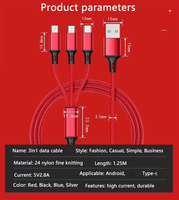 Kabel USB Universal 3 in 1 Harga Murah Promo Panas untuk Pengisian Daya Cepat Ponsel, Kabel Pengisi Daya untuk Ponsel Android