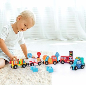 2023 Thiết Kế Mới Bằng Gỗ Xe Đồ Chơi Đầy Màu Sắc Dấu Hiệu Đường Phố Sáng Tạo Từ Giao Thông <span class=keywords><strong>Train</strong></span> Set Giáo Dục Đồ Chơi TOR Trẻ Em - Product Image 5