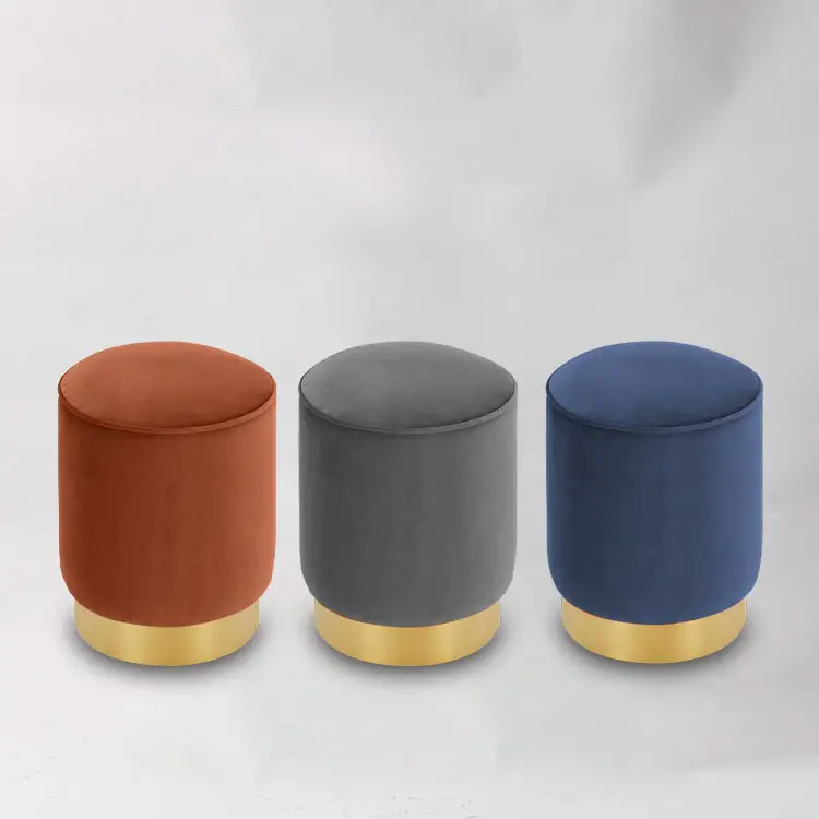 Tabouret de pouf de stockage de pouf de tabouret de velours de côté d'or de tissu de meubles de salon avec le stockage