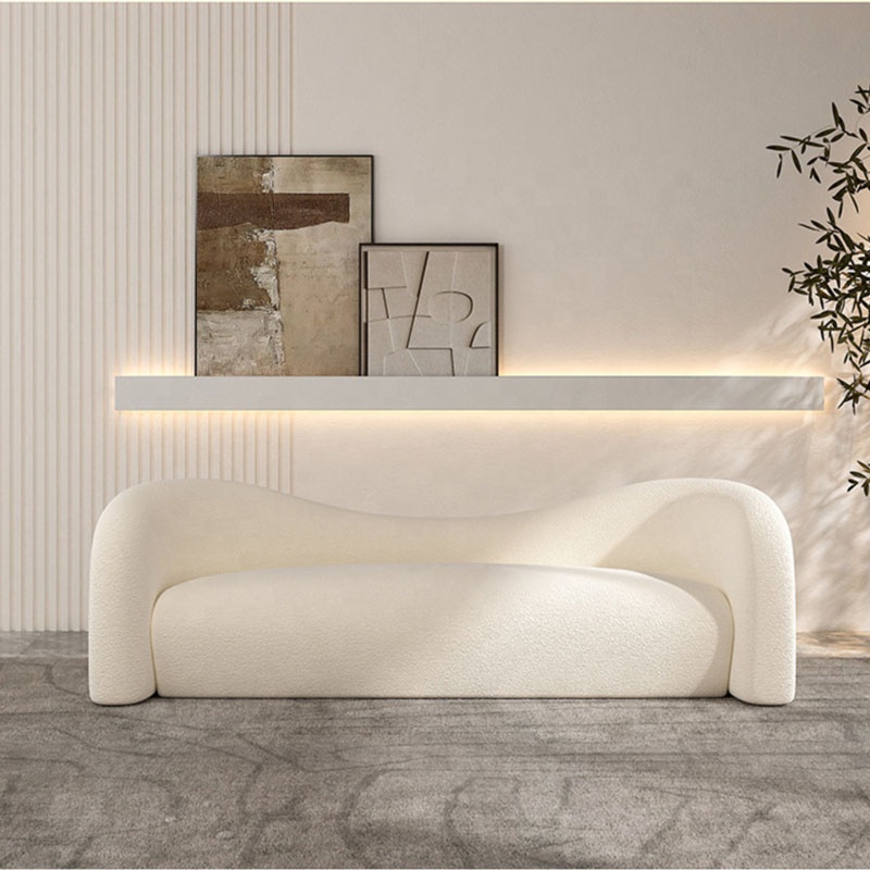 Modern luxury indoor furniture living room lamb wool curved sofa