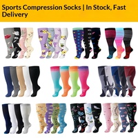 Pack Combo Transfrontalier Chaussettes de Sport de Compression Extra-larges en Nylon Haute Élasticité Antidérapantes pour Personnes de Grande Taille