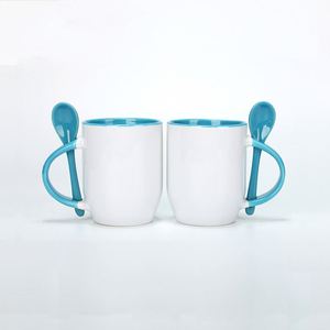 Mug en céramique et porcelaine personnalisable par sublimation, avec cuillère, pour publicité, cadeau d'entreprise, écologique, sûr pour le contact alimentaire, moderne - Product Image 4