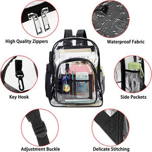 Holy Luck College Workplace <strong>Clear</strong> <strong>Backpack</strong> Heavy Duty PVC Transparent <strong>Backpack</strong> with Reinforced Strap - Product Image 4