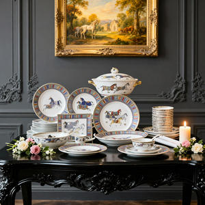 Service de table créatif en porcelaine fine avec motif incrusté d'or, conception anti-fuite, incluant un kit d'ustensiles pour la restauration à domicile - Product Image 5