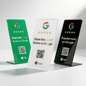 แผงจอแสดงผลพีวีซีแบบสแตนด์อร์แบบติดบนจอไวเนสแท็บสื่อสังคมออนไลน์แบบอะคริลิค QR โค้ด - Product Image 3