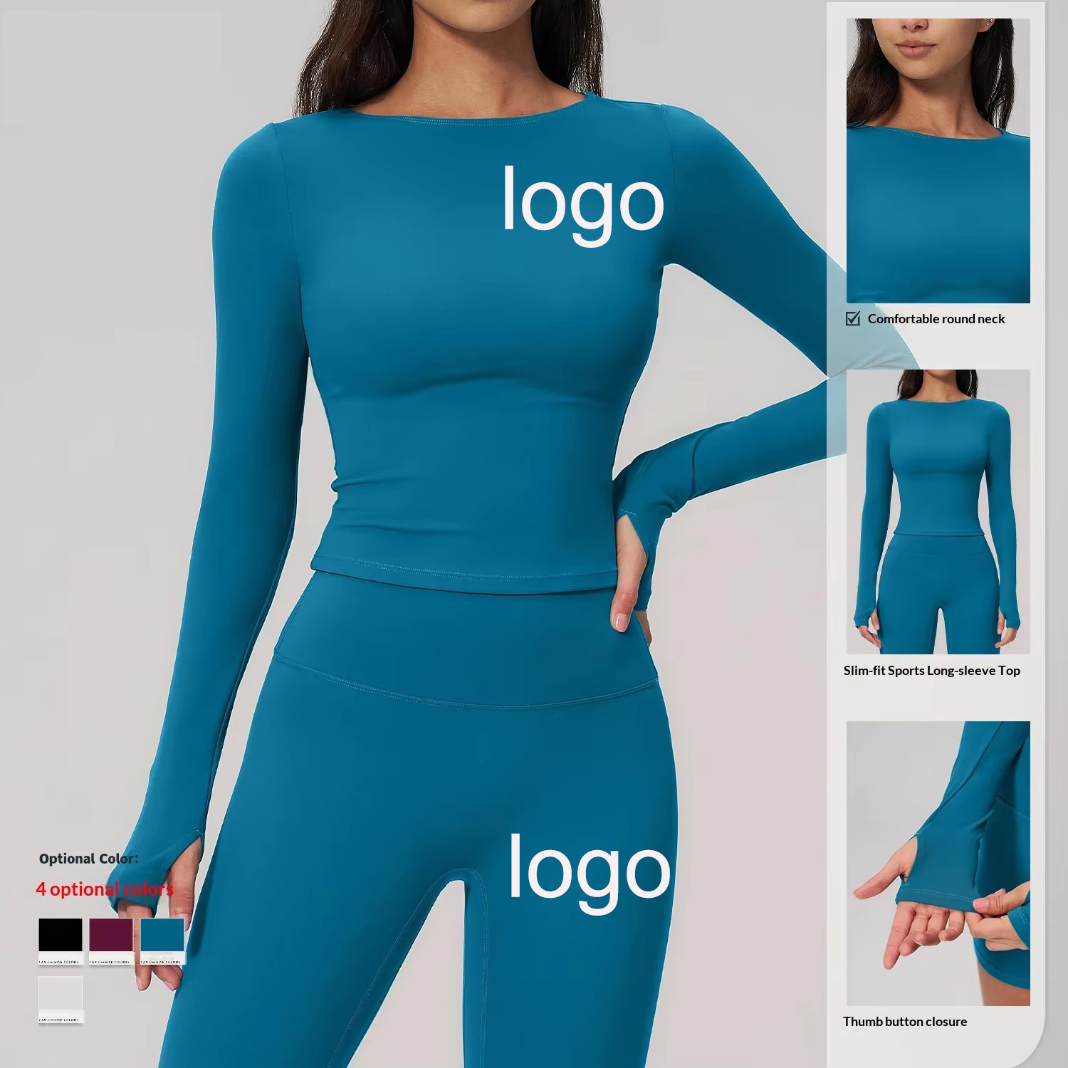 Cross-border Summer Breathable Tight-fitting Creamy Sanding Yoga Suit Long-sleeved Outdoor Sports Running Fitness Women's