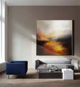 YPY Artist Pure Hand-painted Large Cloud Abstract Oil Painting for Wall Art Decoration Beautiful Sky Art -120x120cm