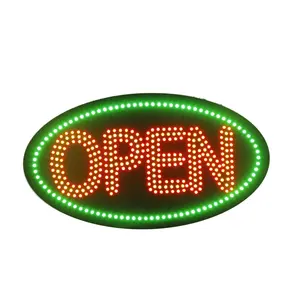 Customized Design Oval Shape Shop Window Indoor Flashing Animated LED Open Sign Display