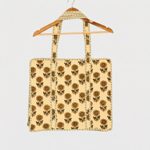 Sac fourre-tout bohème en toile avec motif brodé tournesol, ouverture supérieure, idéal pour le shopping en toutes saisons - Product Image 1