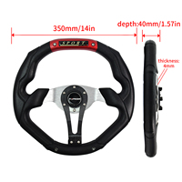 TIYPEOR Volant en cuir en forme de D 350mm Volant de dérive de simulateur de jeu plat universel