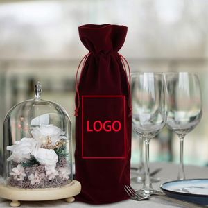 Custom logo Velvet Wine Bottle <b>Bag</b> <b>Gift</b> <b>Bags</b> for Wine Pouch Drawstring <b>Bag</b> with Your Own logo Wine <b>Gift</b> China Packaging - Product Image 2