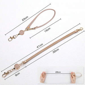 <span class=keywords><strong>Cordon</strong></span> rétractable en cuir PU pour clés, <span class=keywords><strong>porte</strong></span>-badge anti-perte avec clips métalliques pour sacs d'enseignants et utilisation en extérieur - Product Image 4