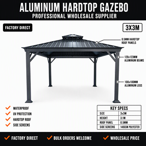 Gazebo STOCK DISPONIBLE <span class=keywords><strong>Mini</strong></span> Quantité 1 Pièce 3x3m Extérieur Double Toit Luxe <span class=keywords><strong>Bois</strong></span> Massif Gazebo Patio Jardin Villa Écran - Product Image 5