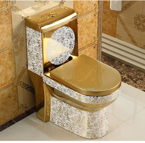 Inodoro de Cerámica Dorado 2020, Asiento de Inodoro Chino, Inodoro Dorado para Baño, Inodoro Estándar con Sifón en S de 300mm - Product Image 2