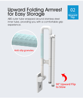 Barre d'appui pliable en TPE peu encombrante avec pied de support / Barre d'appui antidérapante pour salle de bain avec tube intérieur en aluminium épaissi