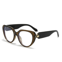Nuevas gafas lisas de ojo de gato, decoración de cabeza de serpiente de Metal personalizada, gafas de moda, montura de PC, gafas de mujer