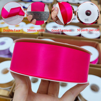 Livraison rapide, vente en gros, ruban en polyester 100%, 4 cm, rose, 50 yards, rouleau de ruban satiné double face, 1,5 pouce, 196 couleurs en stock