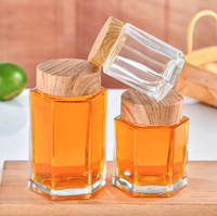 Botol Madu Kaca Heksagonal Transparan Kosong Grosir 140ml 280ml 360ml, Wadah Penyimpanan Makanan, Stoples Selai Madu dengan Tutup Sekrup
