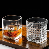 Verre à whisky transparent carré gaufré pour fête, idéal pour le scotch, le vin, la bière, le bar, style old fashioned