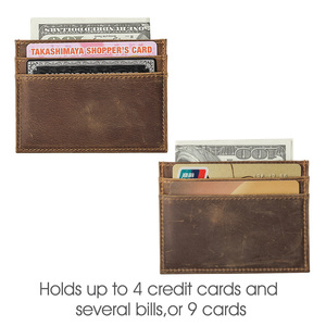 personalizado Vintage loco caballo genuino de cuero de <span class=keywords><strong>vaca</strong></span> Mini tarjeta de crédito titular de <span class=keywords><strong>la</strong></span> tarjeta Cartera de OEM - Product Image 3
