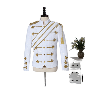 Traje de Lentejuelas de Color Blanco y Negro para Cantante Medieval, Actuación en Escenario, Estilo Rocker, Disfraz de Halloween Unisex de Poliéster - Product Image 1