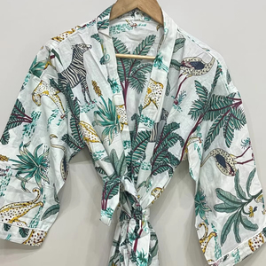 Kimono Largo de Algodón, Talla Única, Holgado y Cómodo para Cualquier Talla, Aproximadamente 50 Pulgadas, Proveedor de la India - Product Image 1