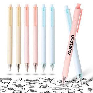 Bolígrafo de Paja de Trigo ABS con Mecanismo de Presión Fácil, Punta de 1.0mm, Tinta Negra, Escritura Superior, Color Macaron - Product Image 2