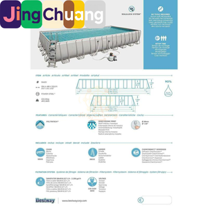 Jingchuang56623 - Piscina <span class=keywords><strong>Rectangular</strong></span> de 9 m con Soporte, Piscina Familiar Grande con Trípode, Piscina Exterior - Product Image 4