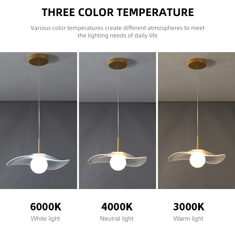 Newest Hotel Livingroom Home Indoor Decorative Gold Acrylic Art Led Pendant Light
