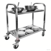 Chariots de service alimentaire Jasonlon à 2 niveaux en acier inoxydable 201, logo personnalisé, hôtel, restaurant, cuisine, usage commercial