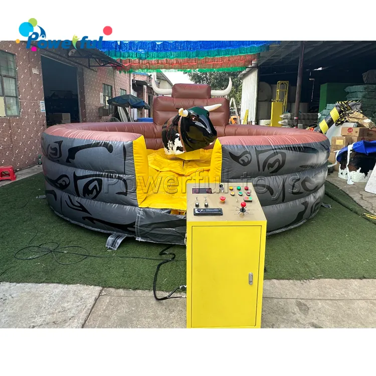 Square Inflatable bull riding machine games rodeo ride bull bouncer round interactive sport game for sale