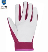 Gants de travail en cuir de porc texturé pleine fleur blanc et violet durables et personnalisables PRISAFETY, modèle 5033_CA