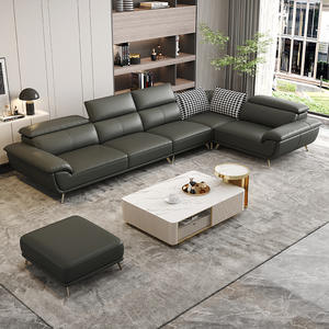 Sofá moderno de cuero de lujo en forma de U, <span class=keywords><strong>chaise</strong></span> <span class=keywords><strong>longue</strong></span> de esquina grande y sencillo para sala de estar o recepción, muebles para el hogar - Product Image 3