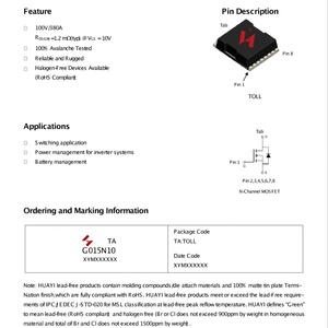 ทรานซิสเตอร์ HYG015N10NS1TA แบบ MOSFET ชนิดติดตั้งบนพื้นผิว ของแท้ ใหม่ 100V 380A - Product Image 4