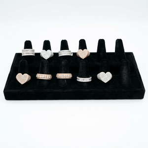 Anillo de Moda RAMDUT IMPEX DQ-HH03 con Diseño de Corazón en Oro Natural, Banda de Diamantes Eternos, Estilo Hip Hop, con Incrustaciones de Oro Blanco y Racimo de Diamantes - Product Image 1