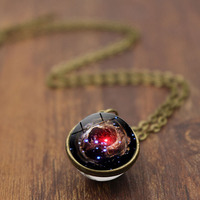 Le plus récent système solaire univers planète pendentif collier créatif boule de verre galaxie pendentif collier