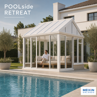 Pergola motorisée moderne en aluminium à lames orientables MEXIN, toit rétractable en verre double vitrage trempé, pour cour extérieure, villa