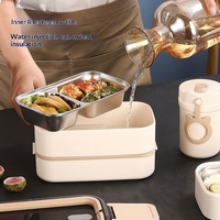 Boîte à lunch isotherme à double étage en acier inoxydable 316 avec compartiments, compatible micro-ondes, capacité 1-3L, design moderne et simple