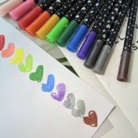 Marqueurs de peinture à paillettes de 12 couleurs - Stylos acryliques à base d'eau à pointe fine pour la peinture sur roche, le bois, la toile, la céramique, le verre, les chaussures